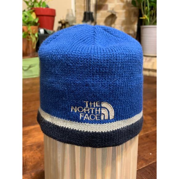 The North Face TNF Boys Youth Blue Striped Knit Beanie - OS - Picture 1 of 5